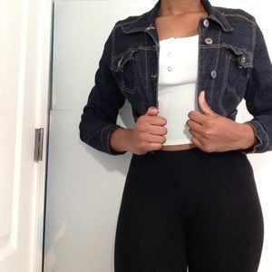 Cropped Dark Wash Denim Jacket